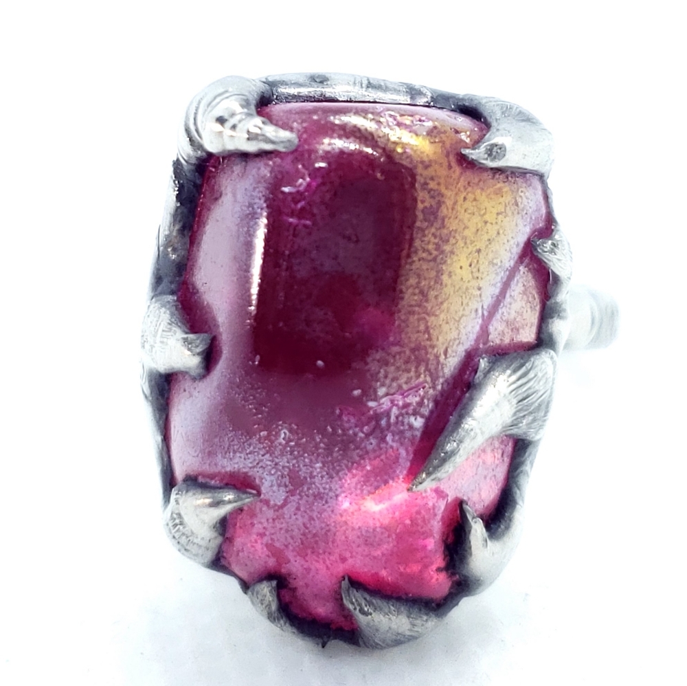 Pink aura quartz crystal ring statement ring - Picture 2 of 12